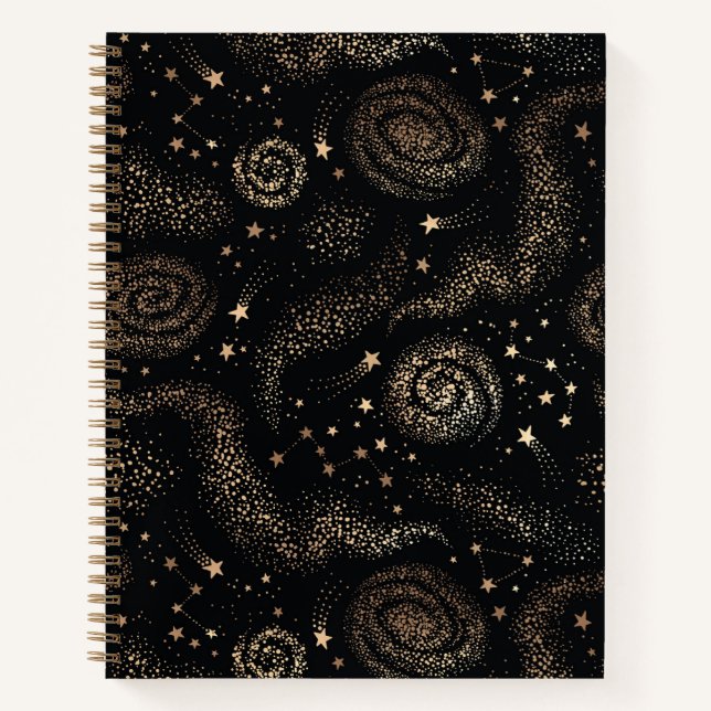 Goldenes Sternbild Galaxy Muster Notizbuch (Vorderseite)