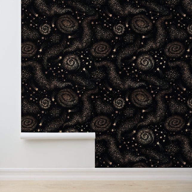 Goldenes Sternbild Galaxy Muster Tapete (Anwendung)