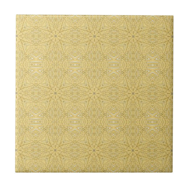 Goldenes Sternengeometrie-Design hell schön Fliese (Vorderseite)