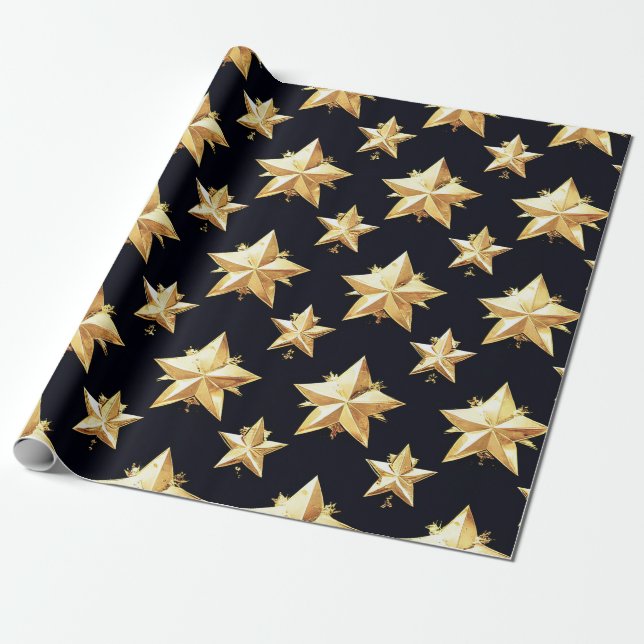 Goldenes Sternenmuster Geschenkpapier (Ungerollt)