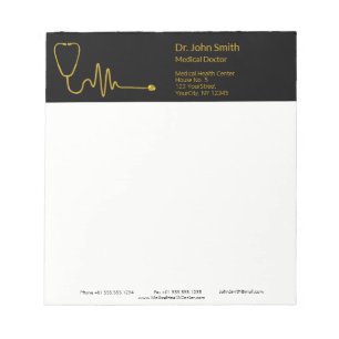 Goldenes Stethoskop EKG-Welle Luxus-EKG-Linie Medi Notizblock