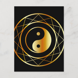 Goldenes Symbol für den Taoismus-Daoismus Postkarte