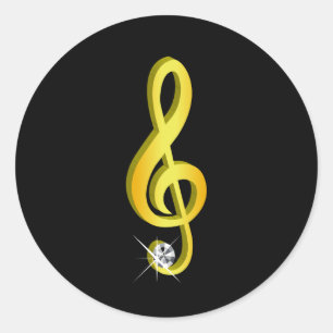 Goldenes Symbol für eine Musiknote G-Clef Runder Aufkleber