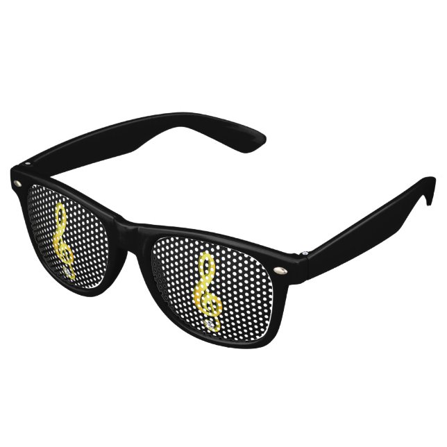 Goldenes Symbol für eine Musiknote G-Clef Sonnenbrille (Schrägansicht)
