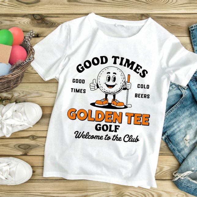 Goldenes T-Shirt Golf Gute Zeiten kalte Bier (Von Creator hochgeladen)
