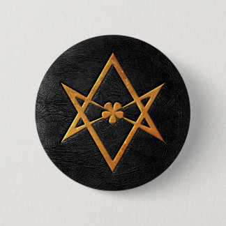 Goldenes Thelemic Unicursal Hexagram-Schwarz-Leder Button