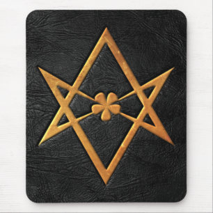 Goldenes Thelemic Unicursal Hexagram-Schwarz-Leder Mousepad