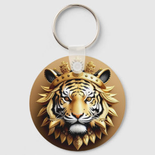 Goldenes Tiger-Wappen-Emblem Schlüsselanhänger