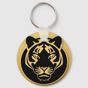 Goldenes Tiger-Wappen-Emblem Schlüsselanhänger