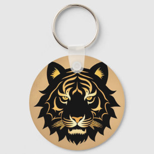 Goldenes Tiger-Wappen-Emblem Schlüsselanhänger