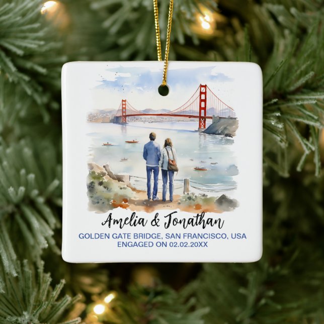 Goldenes Tor, San Francisco, Wasserfarbenreisen Ar Keramikornament (Baum)