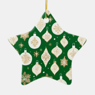 Goldenes Troddel-Design auf grünem Hintergrund Keramik Ornament