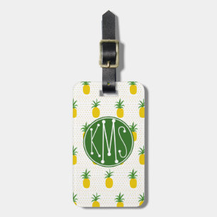 Goldenes tropisches Monogramm der Ananas- Gepäckanhänger