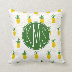 Goldenes tropisches Monogramm der Ananas-  Kissen