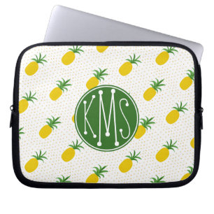 Goldenes tropisches Monogramm der Ananas- Laptopschutzhülle