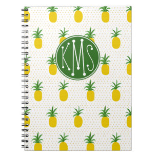 Goldenes tropisches Monogramm der Ananas-  Notizblock