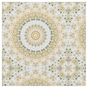 Goldenes und grünes geometrisches Mandala-Muster Stoff