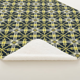 Goldenes und weißes geometrisches gemustertes Desi Sherpadecke