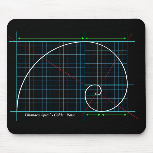 Goldenes Verhältnis, Fibonacci Spiral, Farbstoff G Mousepad (Vorne)
