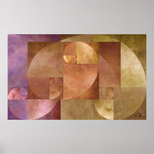 Goldenes Verhältnis, Fibonacci-Spirale Poster