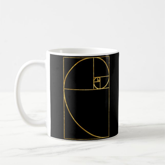 Goldenes Verhältnis-heilige Fibonacci-Spirale Kaffeetasse (Links)