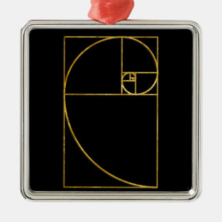 Goldenes Verhältnis-heilige Fibonacci-Spirale Silbernes Ornament