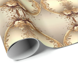 Goldenes verziertes Blumengeschenkpapier Geschenkpapier
