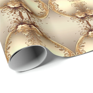 Goldenes verziertes Blumengeschenkpapier Geschenkpapier