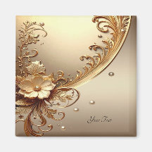 Goldenes verziertes Blumenmagnet