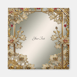 Goldenes verziertes Blumenmagnet Magnet