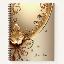 Goldenes verziertes Blumennotizbuch