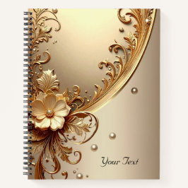 Goldenes verziertes Blumennotizbuch Notizbuch