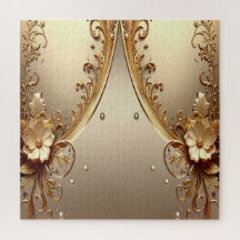 Goldenes verziertes Blumenpuzzle