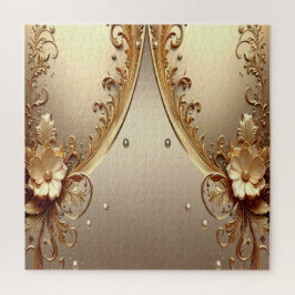 Goldenes verziertes Blumenpuzzle