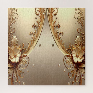 Goldenes verziertes Blumenpuzzle