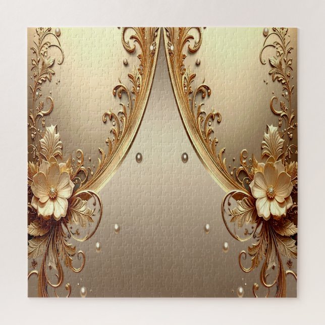 Goldenes verziertes Blumenpuzzle (Vertikal)