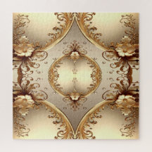 Goldenes verziertes Blumenpuzzle