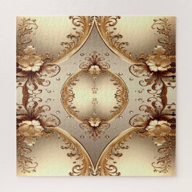 Goldenes verziertes Blumenpuzzle (Vertikal)