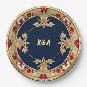 Goldenes verziertes florales Kreisdesign Pappteller