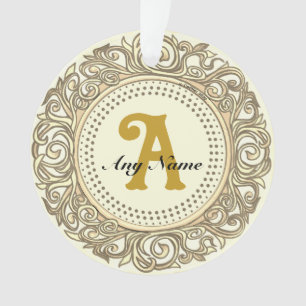 Goldenes, verziertes Monogramm Ornament