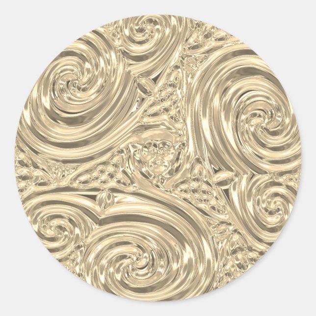 Goldenes viktorianisches Jugendstil Runder Aufkleber (Vorderseite)