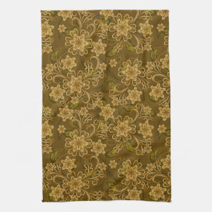 Goldenes Vintages Blumenmuster Handtuch