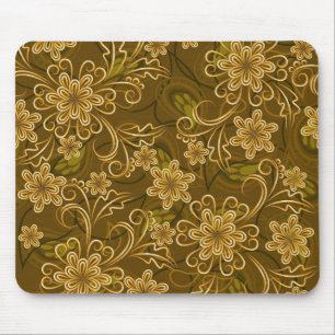 Goldenes Vintages Blumenmuster Mousepad