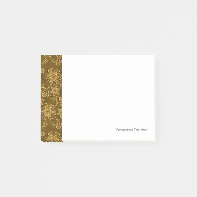 Goldenes Vintages Blumenmuster Post-it Klebezettel (Vorderseite)