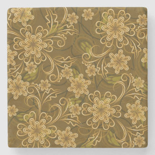 Goldenes Vintages Blumenmuster Steinuntersetzer