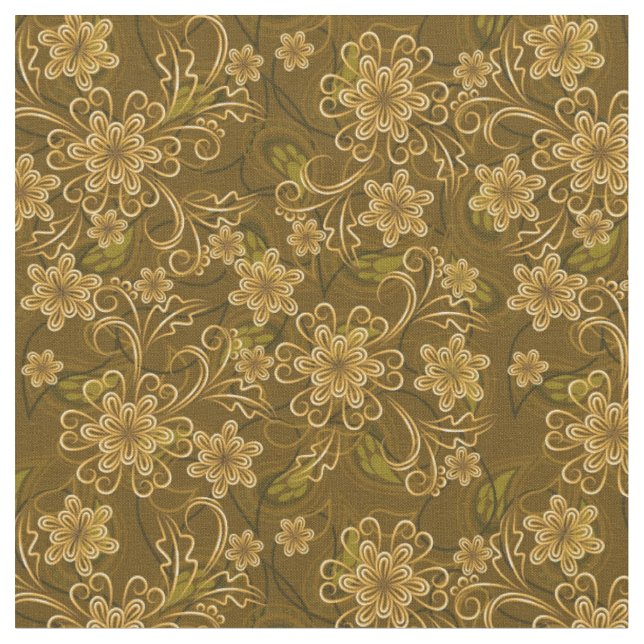 Goldenes Vintages Blumenmuster Stoff (Nahaufnahme)