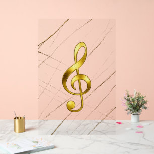 Goldenes Violinschlüssel-Marmor-Wandkunstwerk Acrylschild