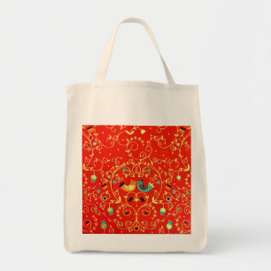 Goldenes Vogelpaar Robin Eins Ich liebe Weihnachte Tragetasche