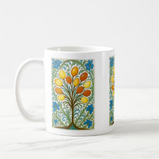 Goldenes Volkskunstbaum-Kachel Kaffeetasse