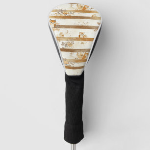 Goldenes Wald-Fuchs- und Eulen-Streifenmuster (1) Golf Headcover